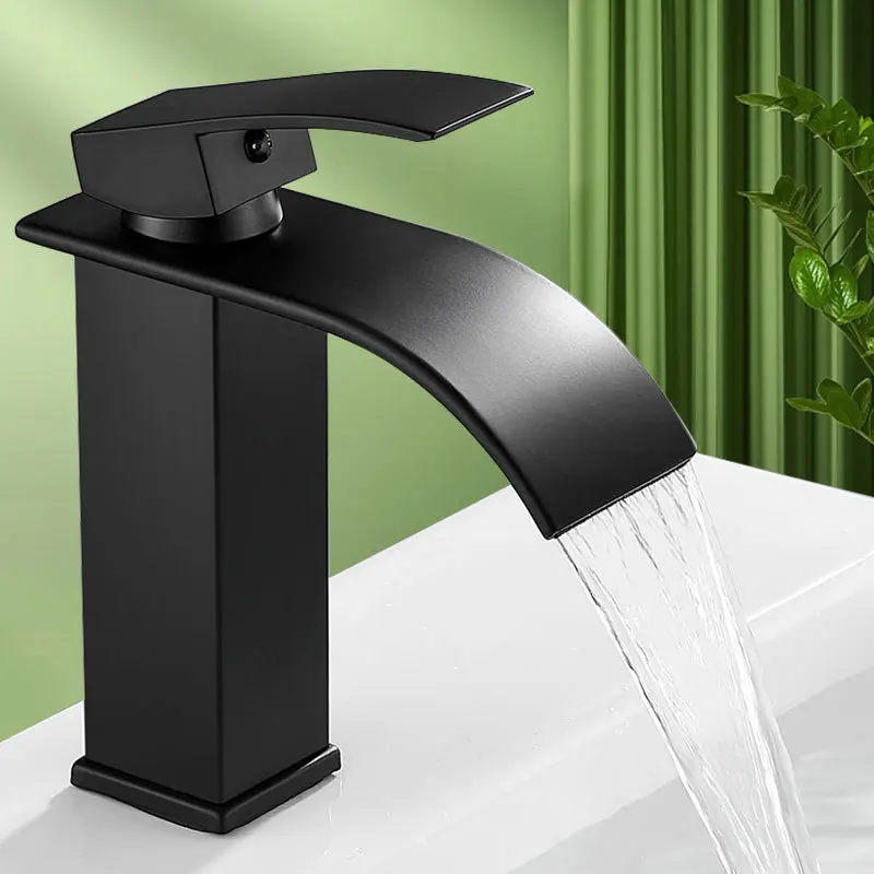European-style waterfall-style washbasin with wide-mouth faucet in black, featuring both hot and cold water options.
European-style waterfall-style washbasin with wide-mouth faucet in black, featuring both hot and cold water options.