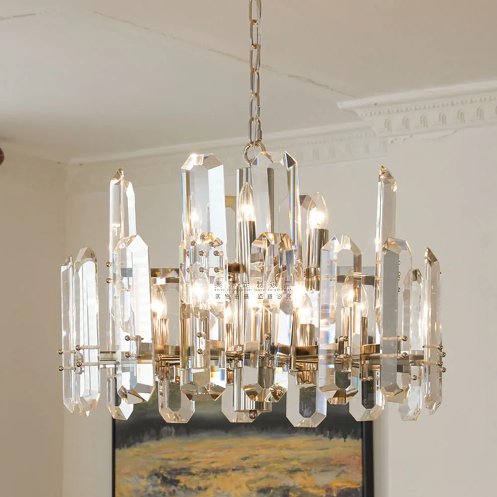 Living room crystal chandelier modern simple Nordic bedroom dining room Italian light luxury high-end crystal prism chandelier
Living room crystal chandelier modern simple Nordic bedroom dining room Italian light luxury high-end crystal prism chandelier