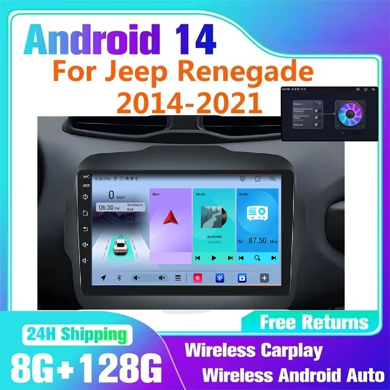 CarPlay Autoradio For Jeep Renegade 2015-2020 Car Multimedia Player GPS Navigation Wireless Androidauto WIFI 4G SIM Android 14
CarPlay Autoradio For Jeep Renegade 2015-2020 Car Multimedia Player GPS Navigation Wireless Androidauto WIFI 4G SIM Android 14