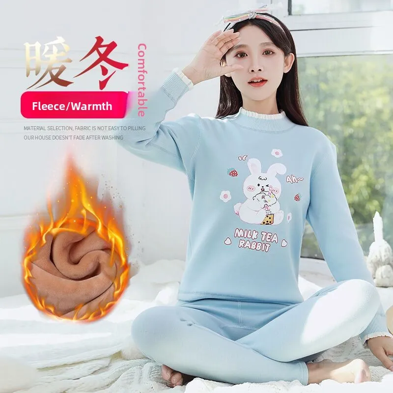 Thickened Fleece Warm Underwear Set Pure Cotton Women's Thermal Clothes Student Cotton Wool Shirt Autumn Pants Knee Protector
Thickened Fleece Warm Underwear Set Pure Cotton Women's Thermal Clothes Student Cotton Wool Shirt Autumn Pants Knee Protector