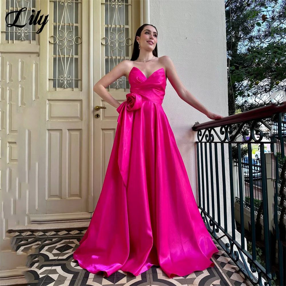 Lily Fuchsia Evening Dress Sweetheart Formal Gown A Line Prom Gown Strapless Night Dresses with Floral robe de bal Customized
Lily Fuchsia Evening Dress Sweetheart Formal Gown A Line Prom Gown Strapless Night Dresses with Floral robe de bal Customized