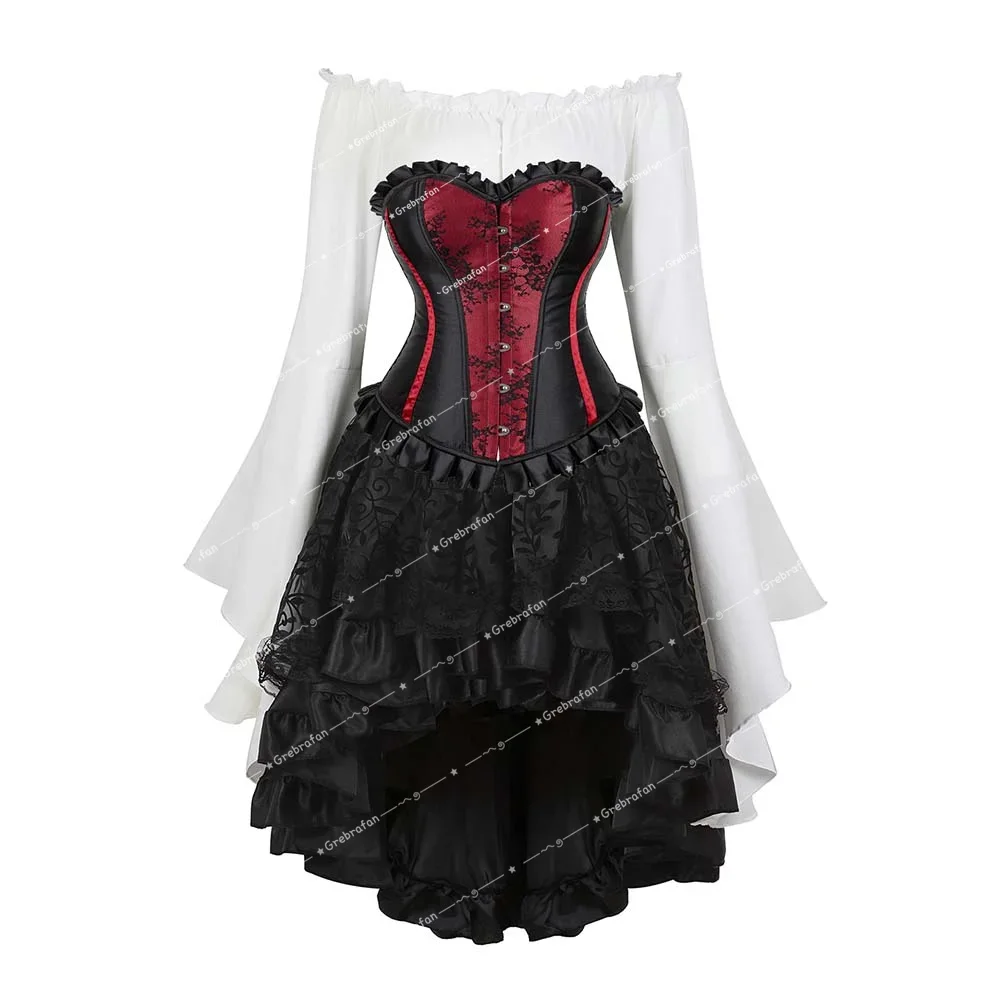 Renaissance Corset with Blouse Skirt 3-Piece Set Lace-Up Bustier Vintage Wedding Corsets Adjustable Outfit for Halloween Costume
Renaissance Corset with Blouse Skirt 3-Piece Set Lace-Up Bustier Vintage Wedding Corsets Adjustable Outfit for Halloween Costume