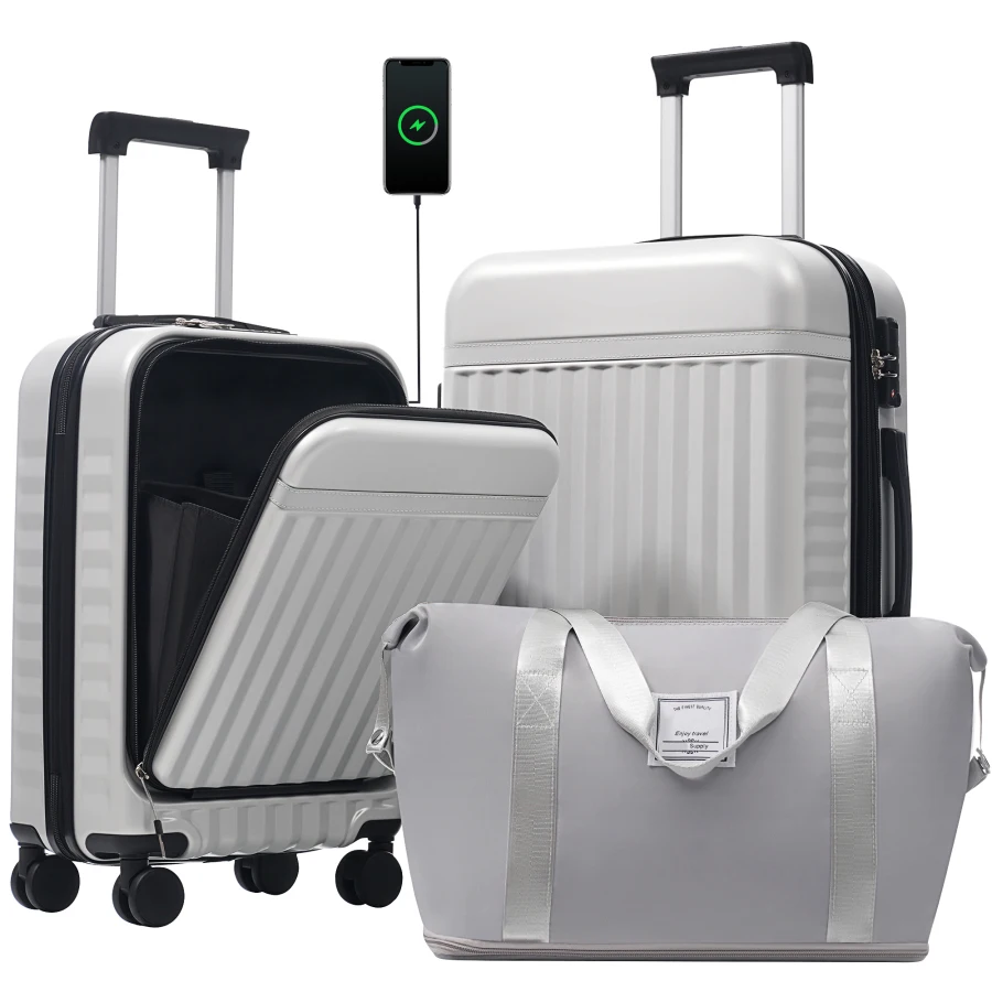 Front Opening Luggage Set 3 Piece, Hardside Carry-on Suitcase with USB Port, Expandable ABS/PC Luggage in Black with TSA Lock a
Front Opening Luggage Set 3 Piece, Hardside Carry-on Suitcase with USB Port, Expandable ABS/PC Luggage in Black with TSA Lock a