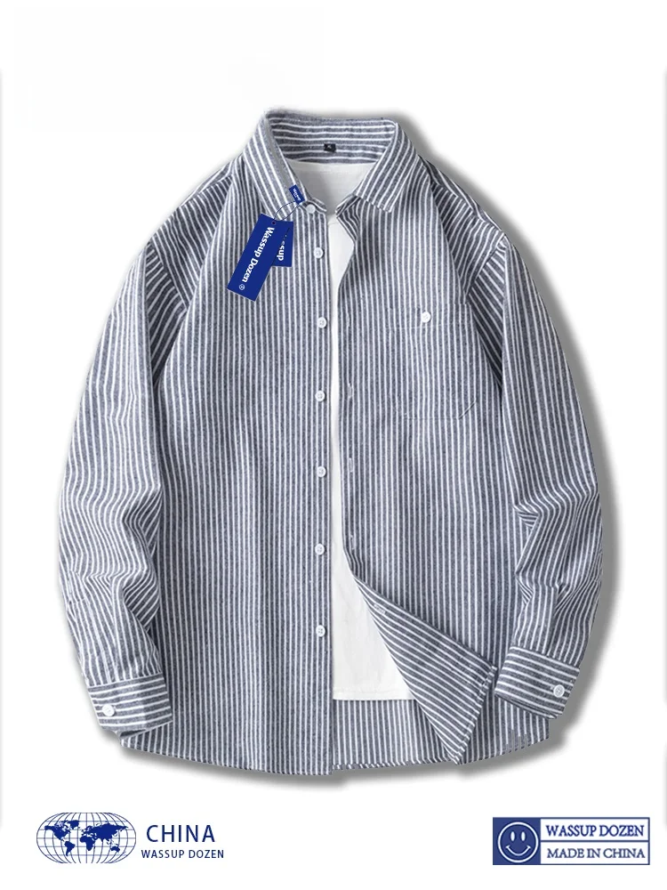 Wassup Dozen ey Stripe Casual irt Men's Spring Autumn Loose Fit Outerwear Polyester Fiber Long Sve Square Collar
Wassup Dozen ey Stripe Casual irt Men's Spring Autumn Loose Fit Outerwear Polyester Fiber Long Sve Square Collar