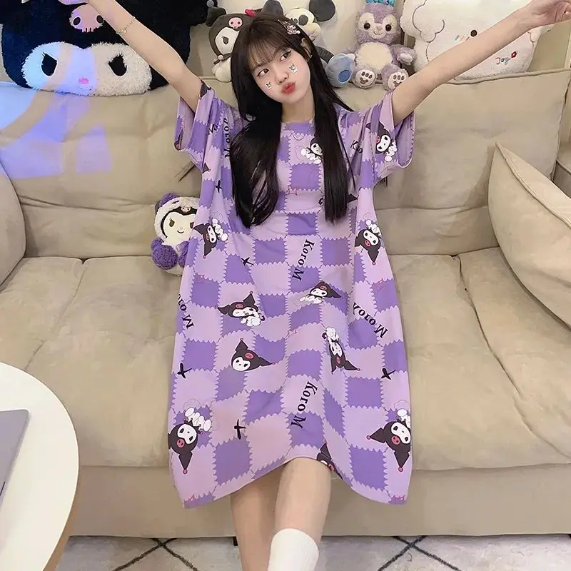 Sanrio Cute Pajamas Dress Kuromi Sleeping Skirt Student Night Skirt Short Sleeve Long Dresses Sleepwear Summer Home Wear New
Sanrio Cute Pajamas Dress Kuromi Sleeping Skirt Student Night Skirt Short Sleeve Long Dresses Sleepwear Summer Home Wear New