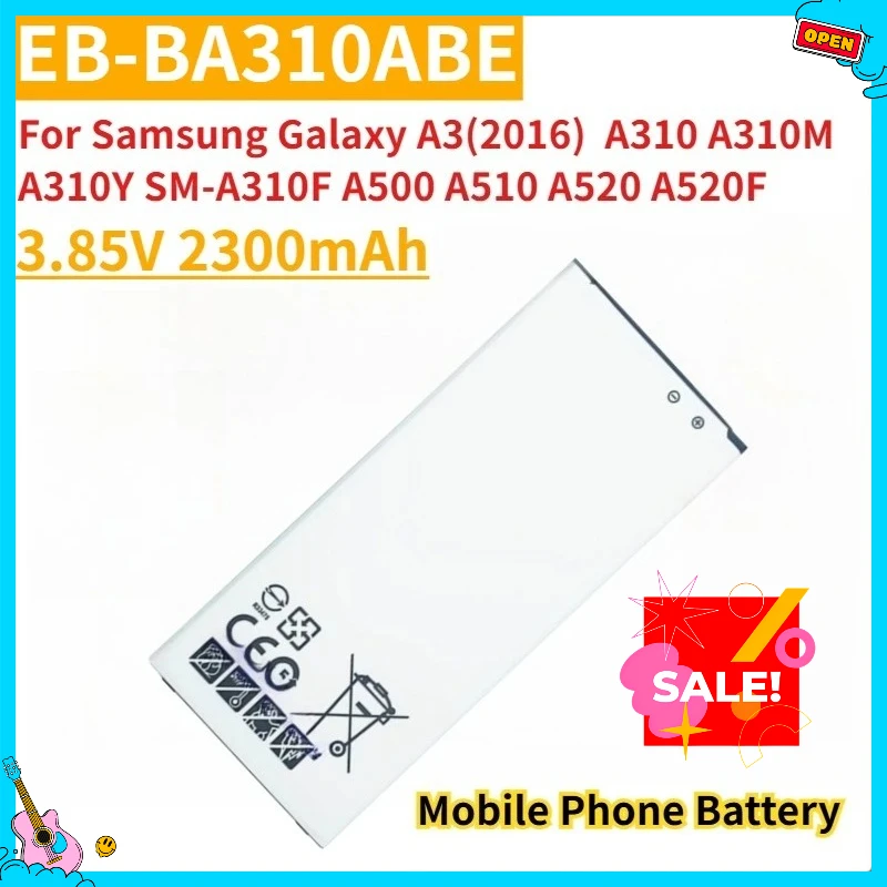 New Replacement Battery EB-BA310ABE 3.85V 2300mAh For Samsung Galaxy A3(2016) A310 A310M A310Y SM-A310F A500 A510 A520 A520F
New Replacement Battery EB-BA310ABE 3.85V 2300mAh For Samsung Galaxy A3(2016) A310 A310M A310Y SM-A310F A500 A510 A520 A520F