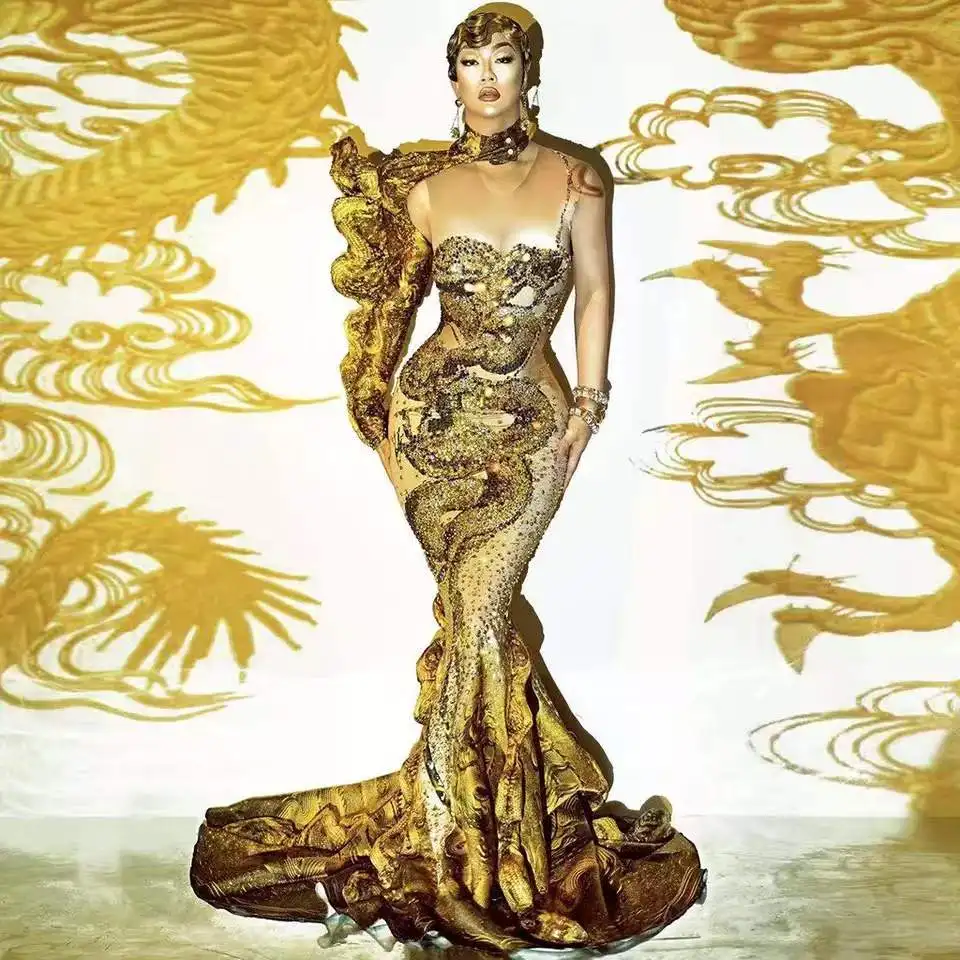 drag queen stage outfit luxury rhinestones Gold Dress ruched 3D print one shoulder Long Mermaid Elegant Evening clothes
drag queen stage outfit luxury rhinestones Gold Dress ruched 3D print one shoulder Long Mermaid Elegant Evening clothes