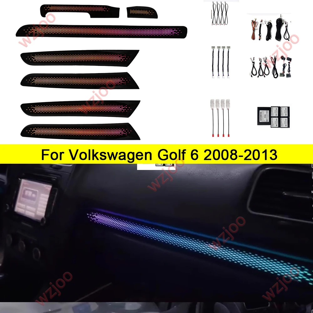 Автомобильный комплект окружающего освещения для VW Golf 6 2008 2009-2013, оригинальная 1:1, форма, приборная панель, украшение двери, атмосферная лампа, управление через приложение
Автомобильный комплект окружающего освещения для VW Golf 6 2008 2009-2013, оригинальная 1:1, форма, приборная панель, украшение двери, атмосферная лампа, управление через приложение