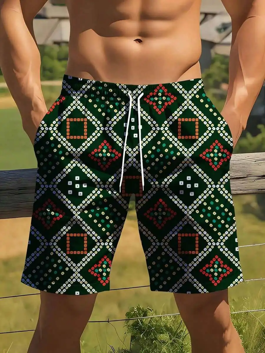 Mens Geometric Pattern Swim Trunks With Diamond Design For Leisure And Sports
Mens Geometric Pattern Swim Trunks With Diamond Design For Leisure And Sports