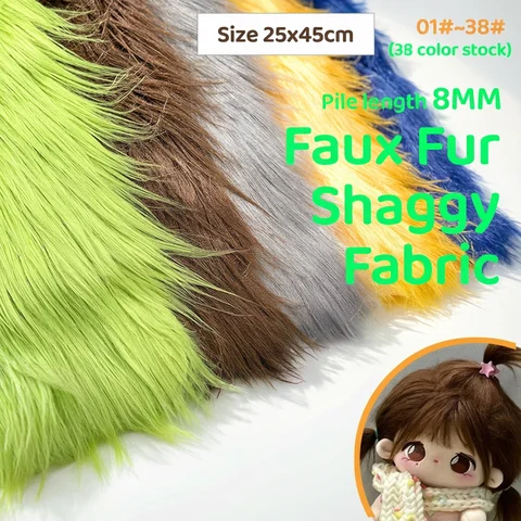 25x45cm 8cm Pile Faux Fur Fabric For Patchwork Sewing Material Doll Toy Beard Hair Diy Handmade Home Decoration Cosplay Fabric