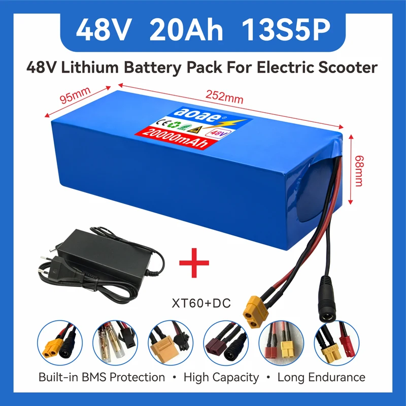 48V Electric Scooter Battery 20Ah 13S5P 18650 Grade-A Cells 500W-1000W for Citycoco Built-in BMS Long Range Safe Durable
48V Electric Scooter Battery 20Ah 13S5P 18650 Grade-A Cells 500W-1000W for Citycoco Built-in BMS Long Range Safe Durable