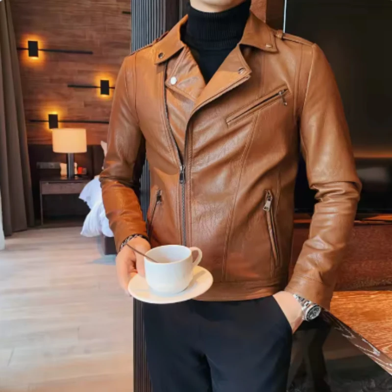 2026 New Motorcycle Pilot Leather Jacket Fashion Brand Men's Designer Punk Style Single breasted Black Soft Collar Coat
2026 New Motorcycle Pilot Leather Jacket Fashion Brand Men's Designer Punk Style Single breasted Black Soft Collar Coat