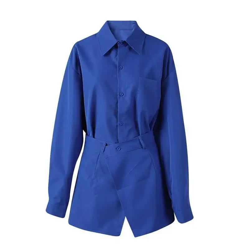 Blue Irregular Women Spliced Big Size Long Blouse New Lapel Long Sleeve Shirt Fashion Spring Autumn 2026 85FS
Blue Irregular Women Spliced Big Size Long Blouse New Lapel Long Sleeve Shirt Fashion Spring Autumn 2026 85FS