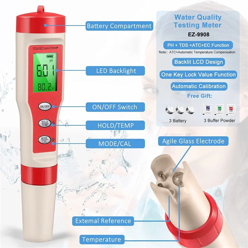 【Best Selling】PH Meter, 4-In-1 Digital PH Meter With PH/TDS/EC/Temp Function With ATC For Drinking Water, Hydroponics, Aquarium,
【Best Selling】PH Meter, 4-In-1 Digital PH Meter With PH/TDS/EC/Temp Function With ATC For Drinking Water, Hydroponics, Aquarium,