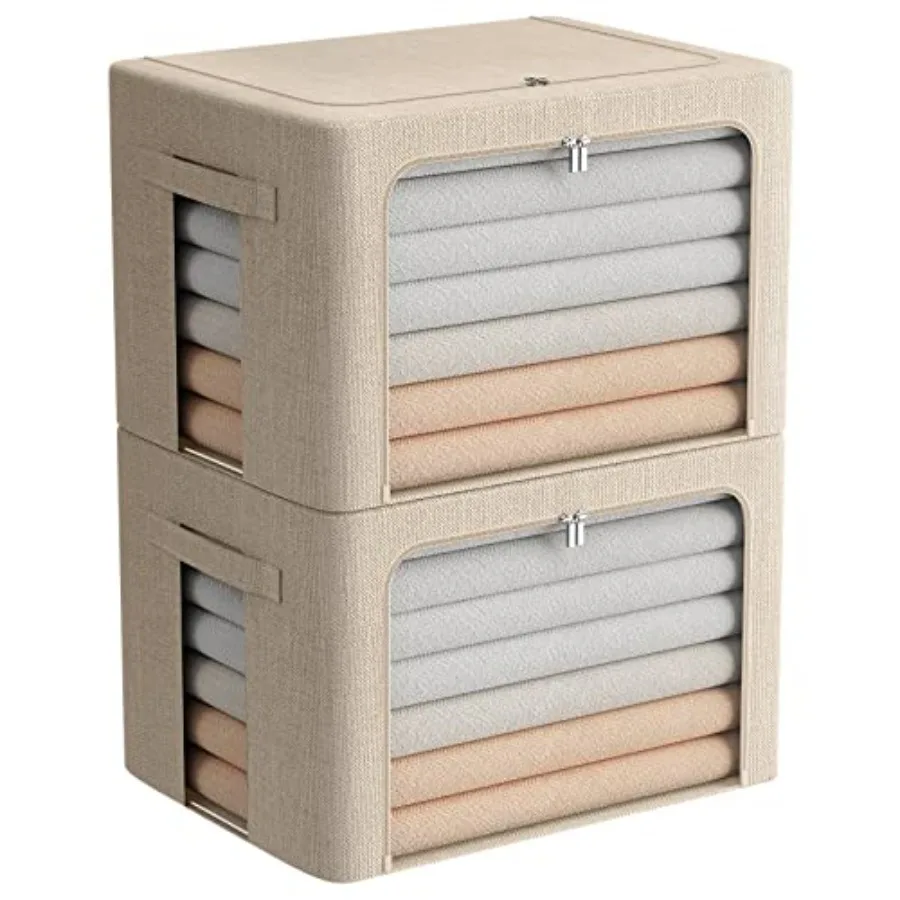 Extra Large Clothes Storage Bins Foldable Metal Frame Storage Box Stackable Linen Fabric Box Organizer Set with Carrying Handle
Extra Large Clothes Storage Bins Foldable Metal Frame Storage Box Stackable Linen Fabric Box Organizer Set with Carrying Handle