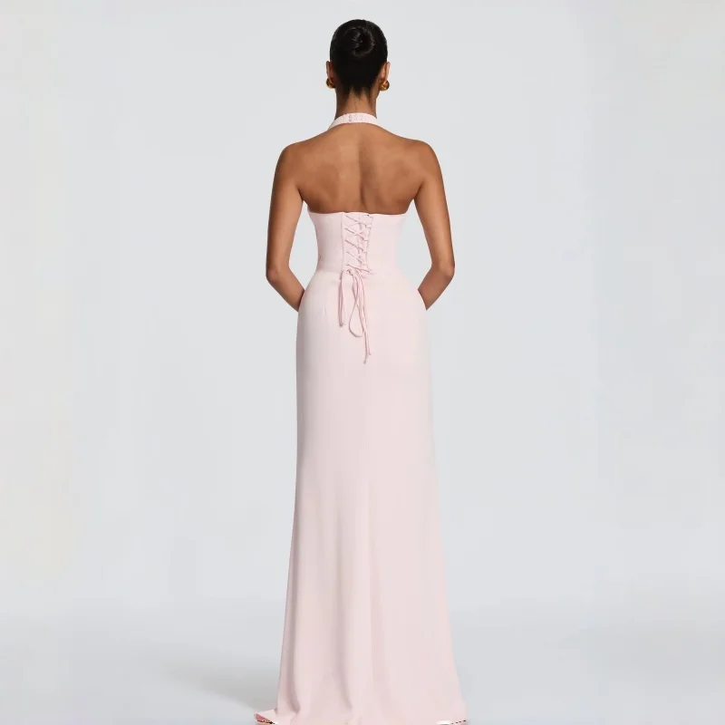 Pink Halter Deep V-Neck Formal Maxi Dress Bodycon Mermaid Gown Elegant Evening Party Dress Bridesmaid Wedding Guest Banquet
Pink Halter Deep V-Neck Formal Maxi Dress Bodycon Mermaid Gown Elegant Evening Party Dress Bridesmaid Wedding Guest Banquet