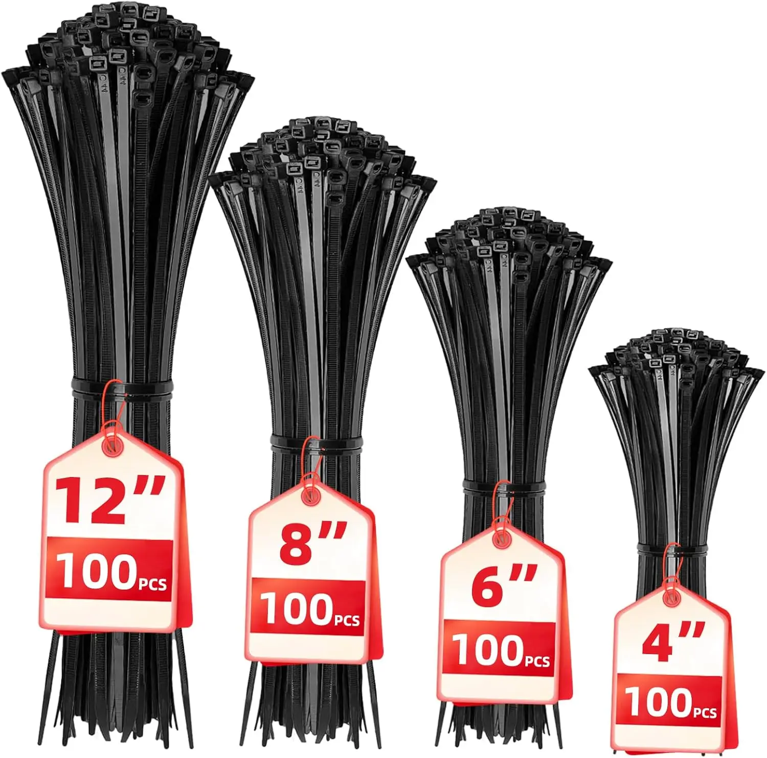 400 Pack Cable Zip Ties Assorted Sizes 4-12 Inch, Self-Locking Nylon Cord Management for Home Office Garden
400 Pack Cable Zip Ties Assorted Sizes 4-12 Inch, Self-Locking Nylon Cord Management for Home Office Garden