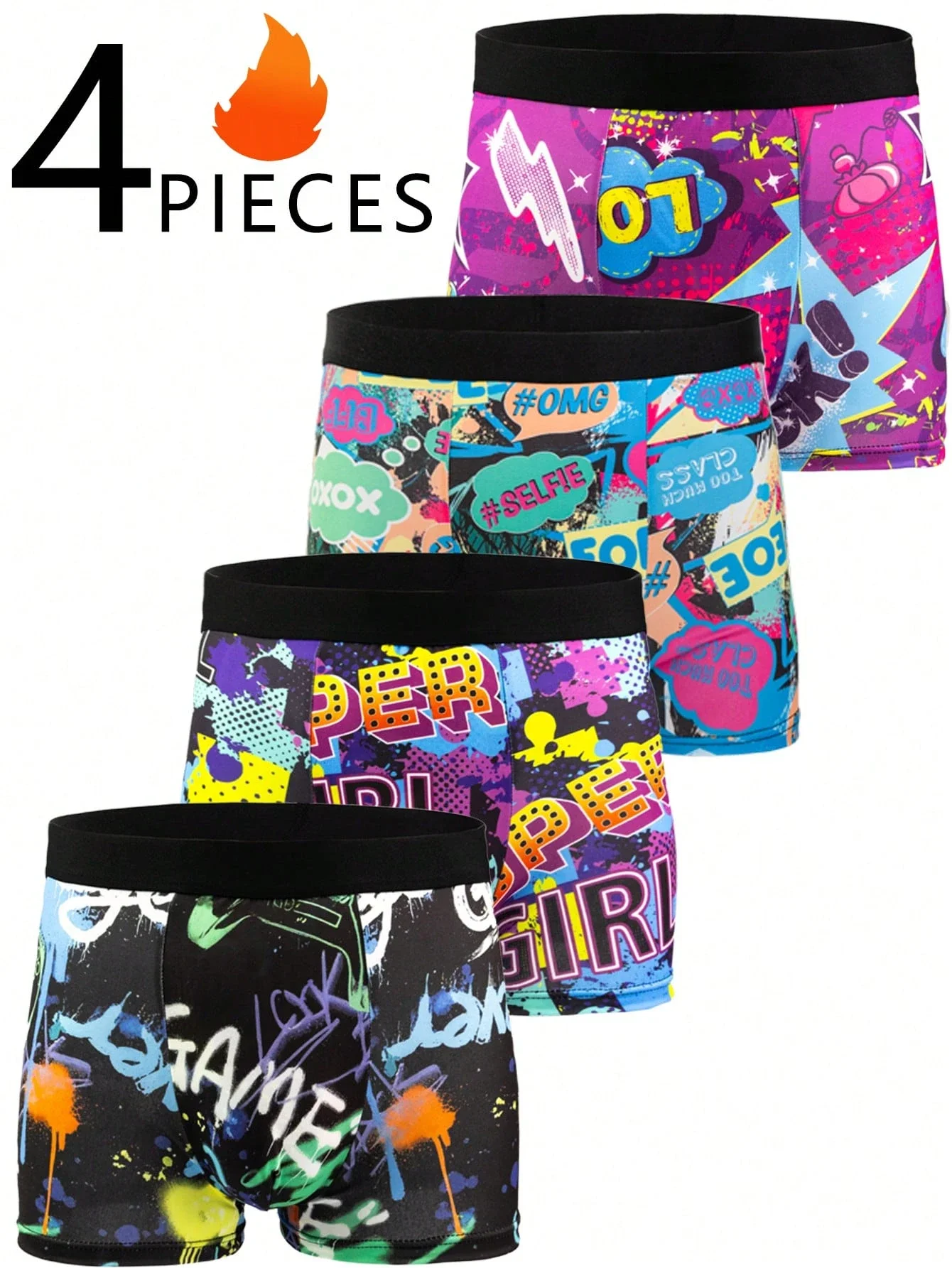 4pcs Mens Digital Print Briefs Breathable Elastic Underwear
4pcs Mens Digital Print Briefs Breathable Elastic Underwear