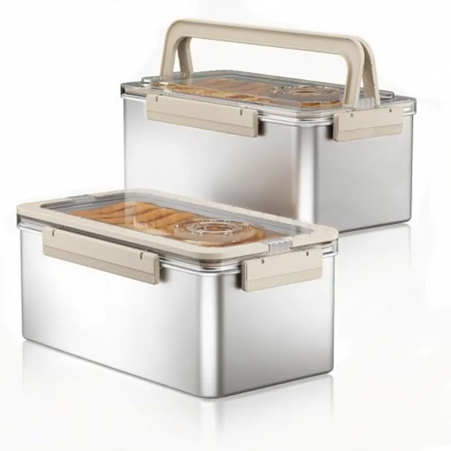 Bread Containers Time Recording Stainless Steel Corner Fresh Bread Box Airtight Keeper Food Storage Container for Kitchen Count
Bread Containers Time Recording Stainless Steel Corner Fresh Bread Box Airtight Keeper Food Storage Container for Kitchen Count