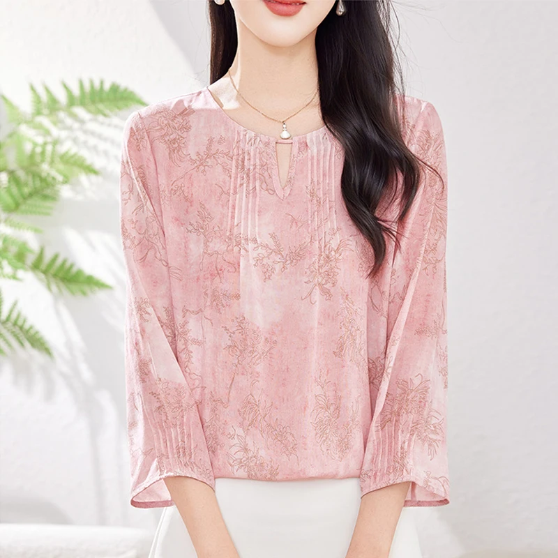 New 100% Real Silk Women's Shirt 2026 Summer Elegant Shirts Fashion Blouses for Women Loose Tops Print Woman Chic Blouse
New 100% Real Silk Women's Shirt 2026 Summer Elegant Shirts Fashion Blouses for Women Loose Tops Print Woman Chic Blouse