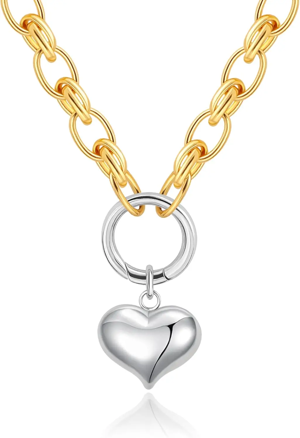 18K Gold Silver Moon Love Heart Pendant Necklace Medallion Paperclip Chian Choker Layering Jewelry Gift for Women
18K Gold Silver Moon Love Heart Pendant Necklace Medallion Paperclip Chian Choker Layering Jewelry Gift for Women
