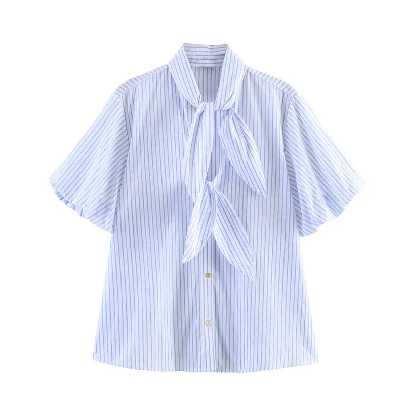 Summer Women's Short Sleeved Striped Shirts Top 2026 New Fashionable Casual Blouses Short Elegant Women's Shirt Top
Summer Women's Short Sleeved Striped Shirts Top 2026 New Fashionable Casual Blouses Short Elegant Women's Shirt Top