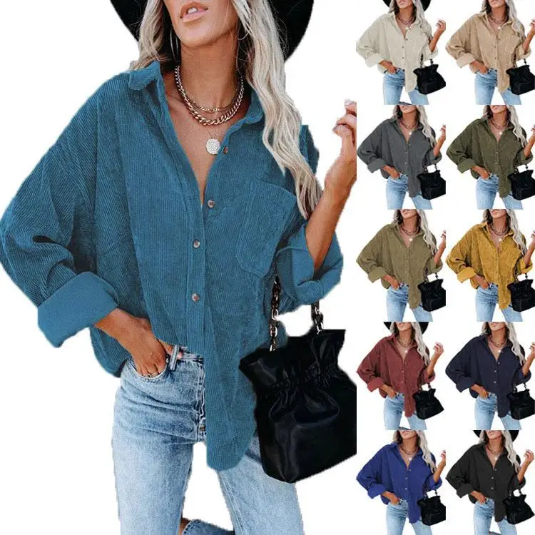 Women's Corduroy Lapel Shirt Jacket Long Sleeve Fashionable European Style Pure Color Splice Process Resistant to Deformation
Women's Corduroy Lapel Shirt Jacket Long Sleeve Fashionable European Style Pure Color Splice Process Resistant to Deformation