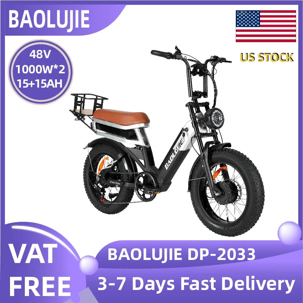 BAOLUJIE DP-2033 Electric bicycle 20inch Fat Tire E-Mountain bike 1200-2000W Motor 48V30Ah battery City Commuter Electric Bike
BAOLUJIE DP-2033 Electric bicycle 20inch Fat Tire E-Mountain bike 1200-2000W Motor 48V30Ah battery City Commuter Electric Bike