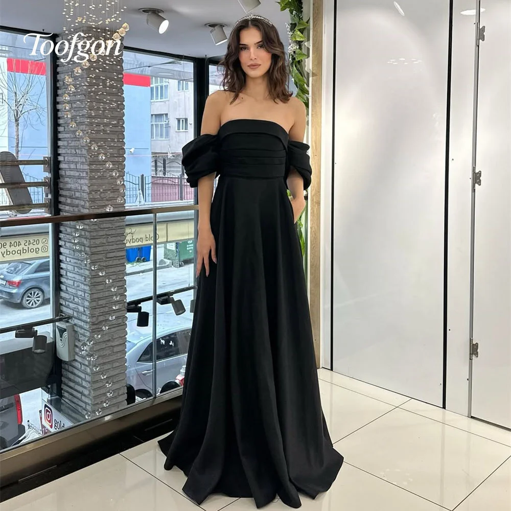 Toofgon Black A Line Evening Dresses Matte Satin Off The Shoulder Long Women Prom Gowns Formal Special Party Dress Customized
Toofgon Black A Line Evening Dresses Matte Satin Off The Shoulder Long Women Prom Gowns Formal Special Party Dress Customized