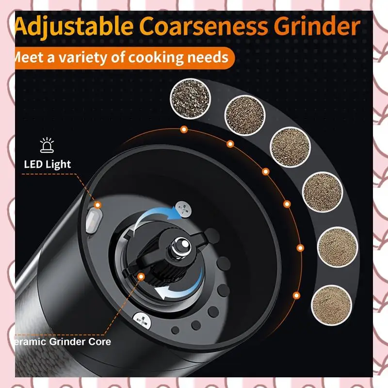 HHTL Mill Grinder With Warm LED Light Adjustable Coarseness Automatic Mill Grinder For Kitchen, Restaurant 2
HHTL Mill Grinder With Warm LED Light Adjustable Coarseness Automatic Mill Grinder For Kitchen, Restaurant 2
