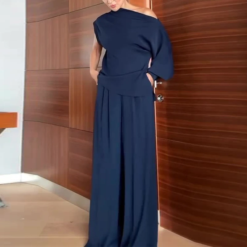 Женский элегантный дорожный костюм с рукавами-фонариками, модные драпированные асимметричные комплекты из 2 предметов, сексуальный пуловер с косым вырезом и длинные брюки, наряды
Женский элегантный дорожный костюм с рукавами-фонариками, модные драпированные асимметричные комплекты из 2 предметов, сексуальный пуловер с косым вырезом и длинные брюки, наряды