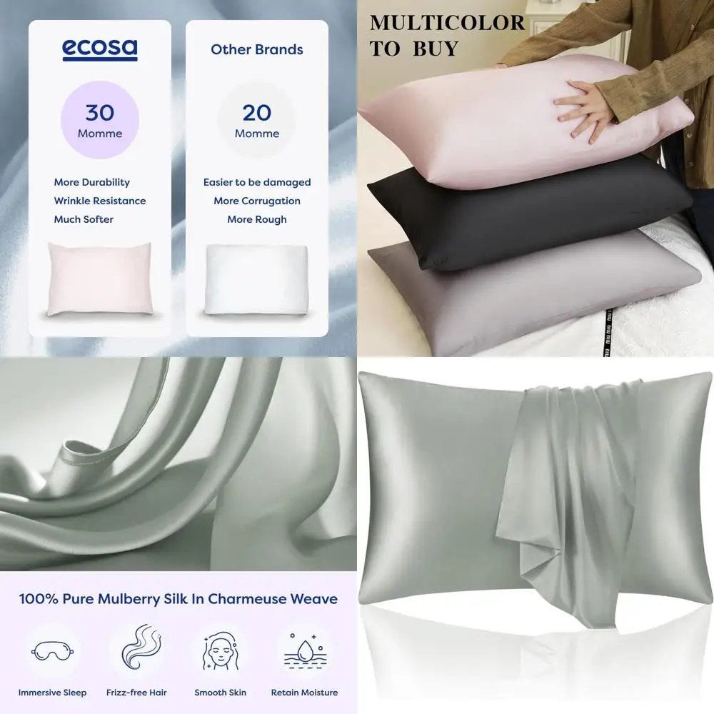 Premium 30 Momme 100% Mulberry Silk Pillowcase (50x70cm) - 6A Grade Charmeuse, Oeko-TEX Certified, Anti-Frizz & Anti-Wrinkle (Gl
Premium 30 Momme 100% Mulberry Silk Pillowcase (50x70cm) - 6A Grade Charmeuse, Oeko-TEX Certified, Anti-Frizz & Anti-Wrinkle (Gl