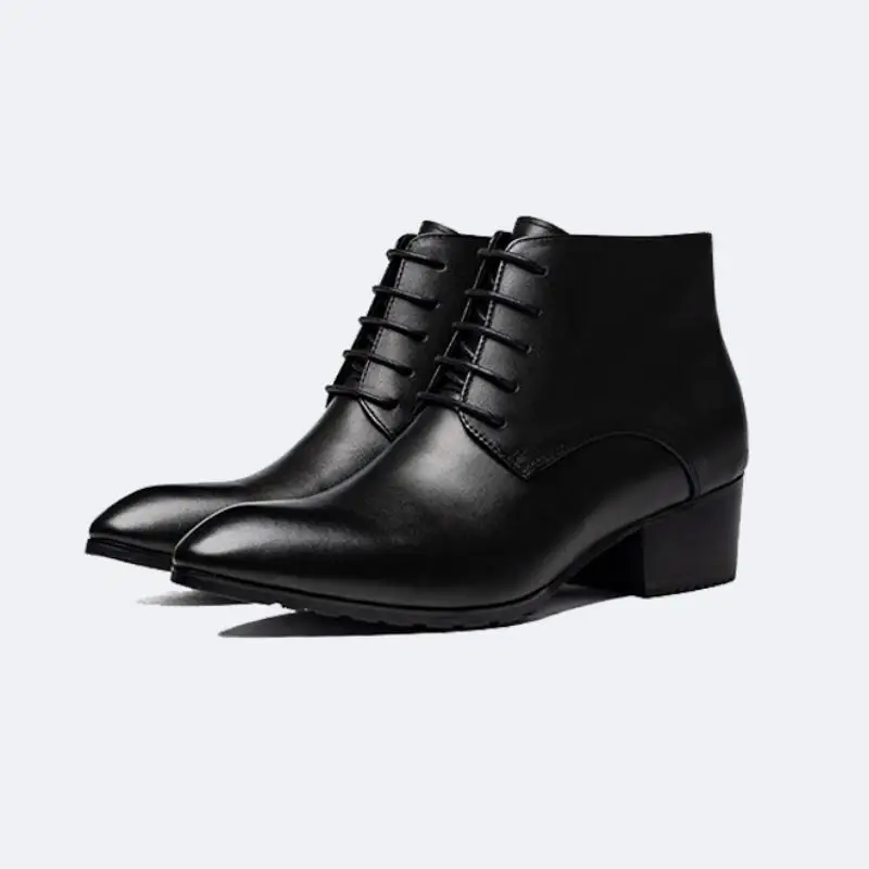 Pointed Toe Lace Up Quality Cow Leather Ankle Boots 5cm Height Increasing Men Boots High Heels Daily Office Work Business Boots
Pointed Toe Lace Up Quality Cow Leather Ankle Boots 5cm Height Increasing Men Boots High Heels Daily Office Work Business Boots