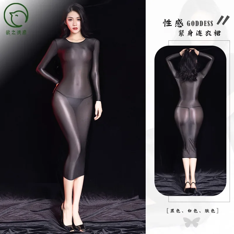 Women Bodycon Dress Glossy Sheer See Through Shiny Smooth Tight Long Sleeve Lingerie Midi Dress Night Clubwear Bodystocking
Women Bodycon Dress Glossy Sheer See Through Shiny Smooth Tight Long Sleeve Lingerie Midi Dress Night Clubwear Bodystocking