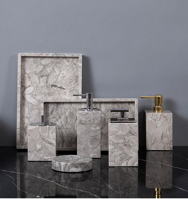1pc Bathroom Accessories Elegant Natural Marble Liquid Soap Dispenser Toothbrush Holder Cup Soap Dish Cotton Swab Can
1pc Bathroom Accessories Elegant Natural Marble Liquid Soap Dispenser Toothbrush Holder Cup Soap Dish Cotton Swab Can