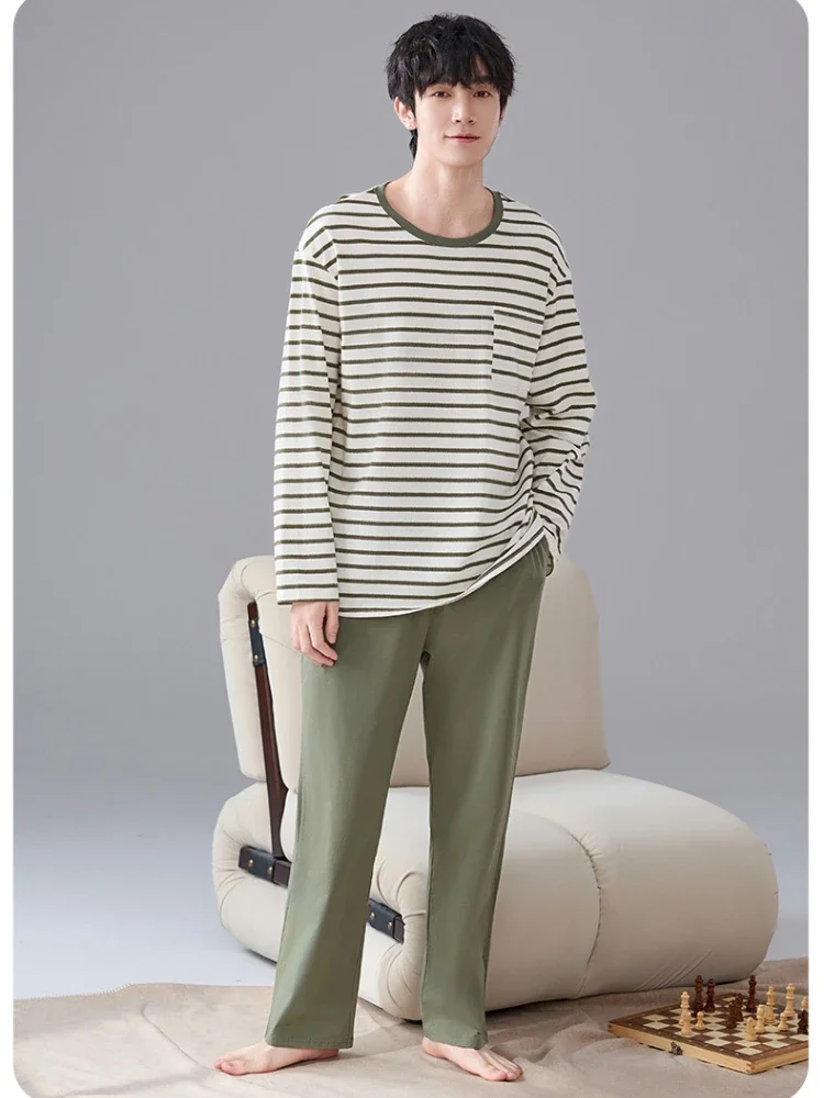 100kg Large Size Pure Cotton Men's Loungewear Spring Long-sleeved Trousers 2Pcs/set Youth Students Sleep Rest Home Party Pajamas
100kg Large Size Pure Cotton Men's Loungewear Spring Long-sleeved Trousers 2Pcs/set Youth Students Sleep Rest Home Party Pajamas