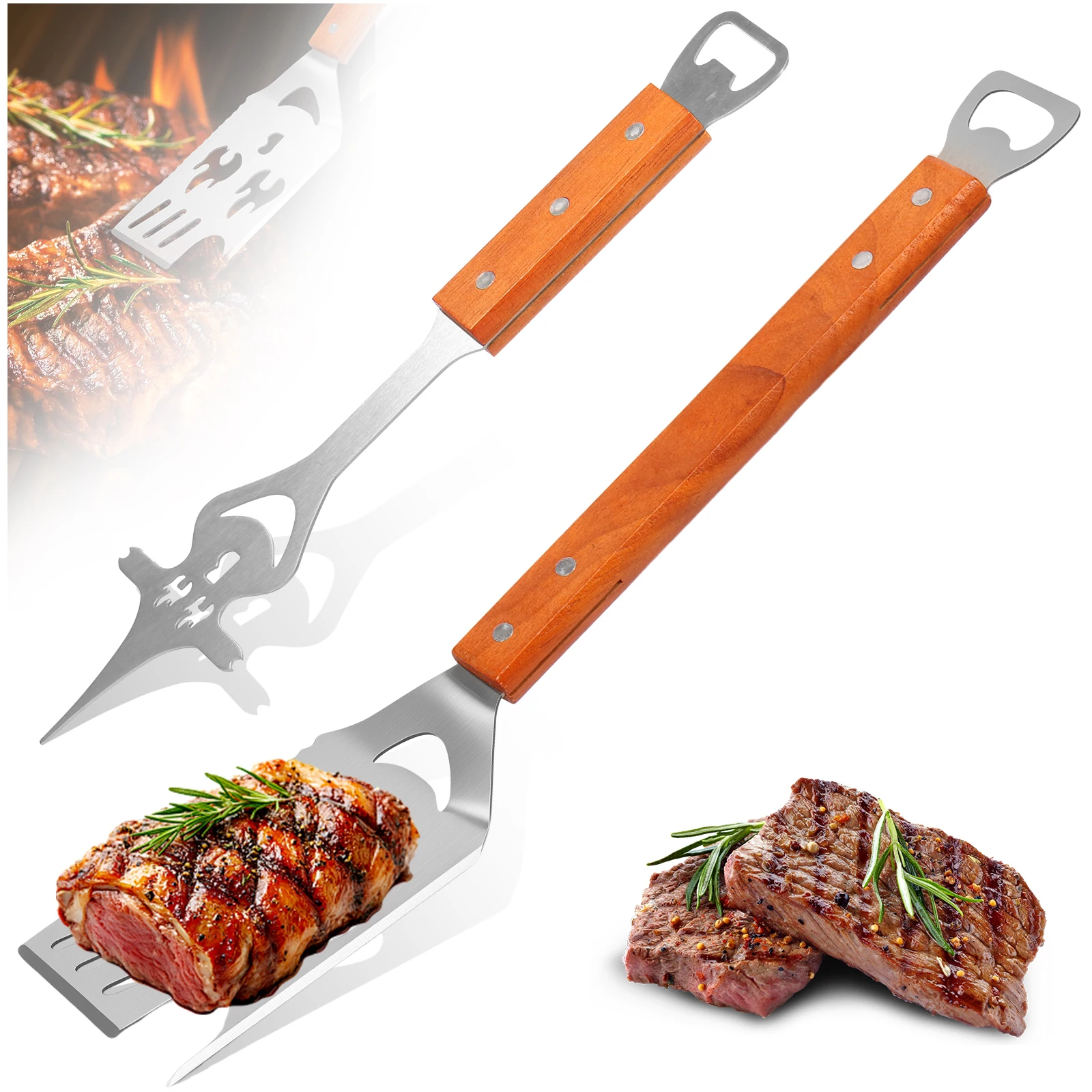 Set of 2 Barbecue Utensil Multifunctional Grill Spatula Stainless Steel Multifunctional Barbecue Fork Stainless Steel for BBQ
Set of 2 Barbecue Utensil Multifunctional Grill Spatula Stainless Steel Multifunctional Barbecue Fork Stainless Steel for BBQ