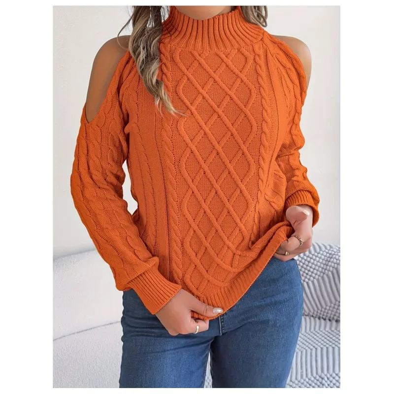 Осенне-зимний пуловер с жареным тестом и открытыми плечами, полувысоким воротником и длинными рукавами, женский однотонный свободный свитер 2024
Осенне-зимний пуловер с жареным тестом и открытыми плечами, полувысоким воротником и длинными рукавами, женский однотонный свободный свитер 2024