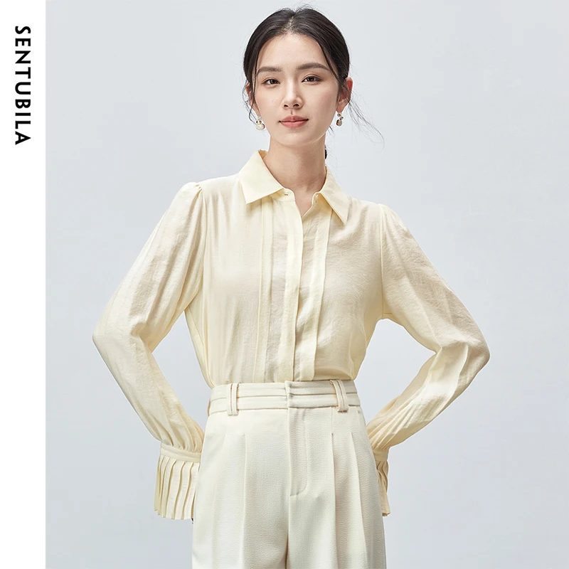 SENTUBILA Office Lady Long Sleeve Shirt Women 2025 Autumn Fall Fashion Pleate-detail Sleeve Button Up Shirts & Blouses 143C55634
SENTUBILA Office Lady Long Sleeve Shirt Women 2025 Autumn Fall Fashion Pleate-detail Sleeve Button Up Shirts & Blouses 143C55634