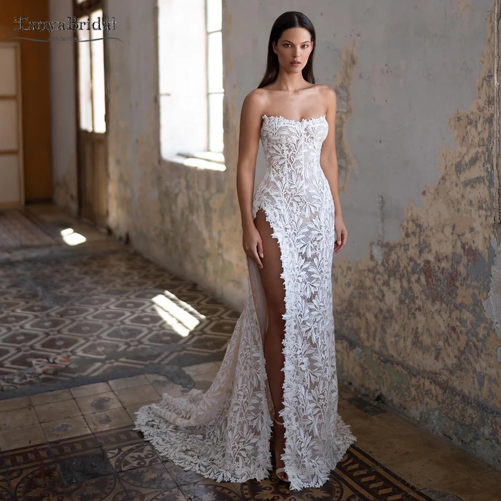 Mermaid Lace Wedding Dress ,High Side Split Sweetheart Bridal Gowns Lace Up Back With Small train DW1073
Mermaid Lace Wedding Dress ,High Side Split Sweetheart Bridal Gowns Lace Up Back With Small train DW1073