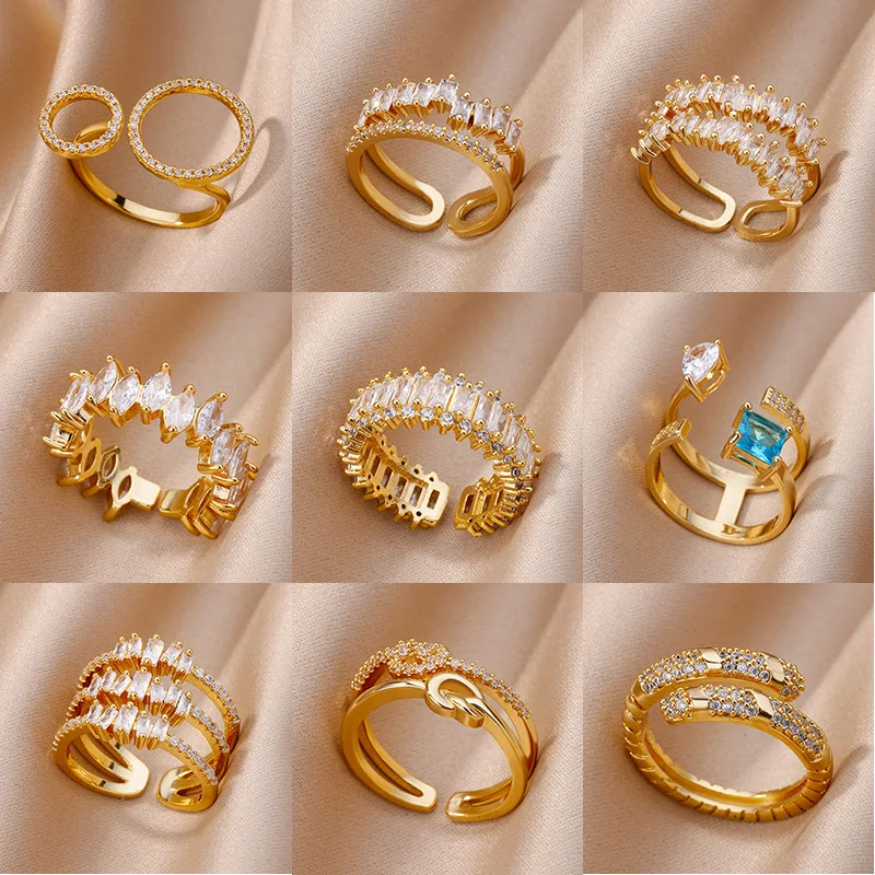 Multilayer female Rings Gold Color copper zircon light luxury Rings for Women Fashion Waterproof Couple Jewelry Gift Accessories
Multilayer female Rings Gold Color copper zircon light luxury Rings for Women Fashion Waterproof Couple Jewelry Gift Accessories