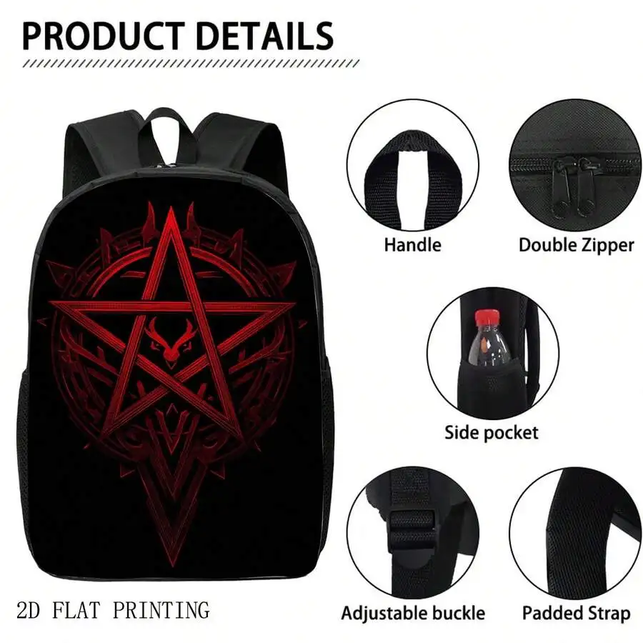 Gothic Pentagram Backpack With Demon Head Print - Dark Red Polyester Casual Backpack For Adults
Gothic Pentagram Backpack With Demon Head Print - Dark Red Polyester Casual Backpack For Adults