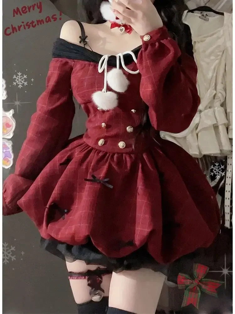 2025 Christmas Red Sweet Y2k Patchwork Women's Party Dress Slash Neck Long Sleeve Autumn Winter Ball Gown Dresses for Holiday
2025 Christmas Red Sweet Y2k Patchwork Women's Party Dress Slash Neck Long Sleeve Autumn Winter Ball Gown Dresses for Holiday