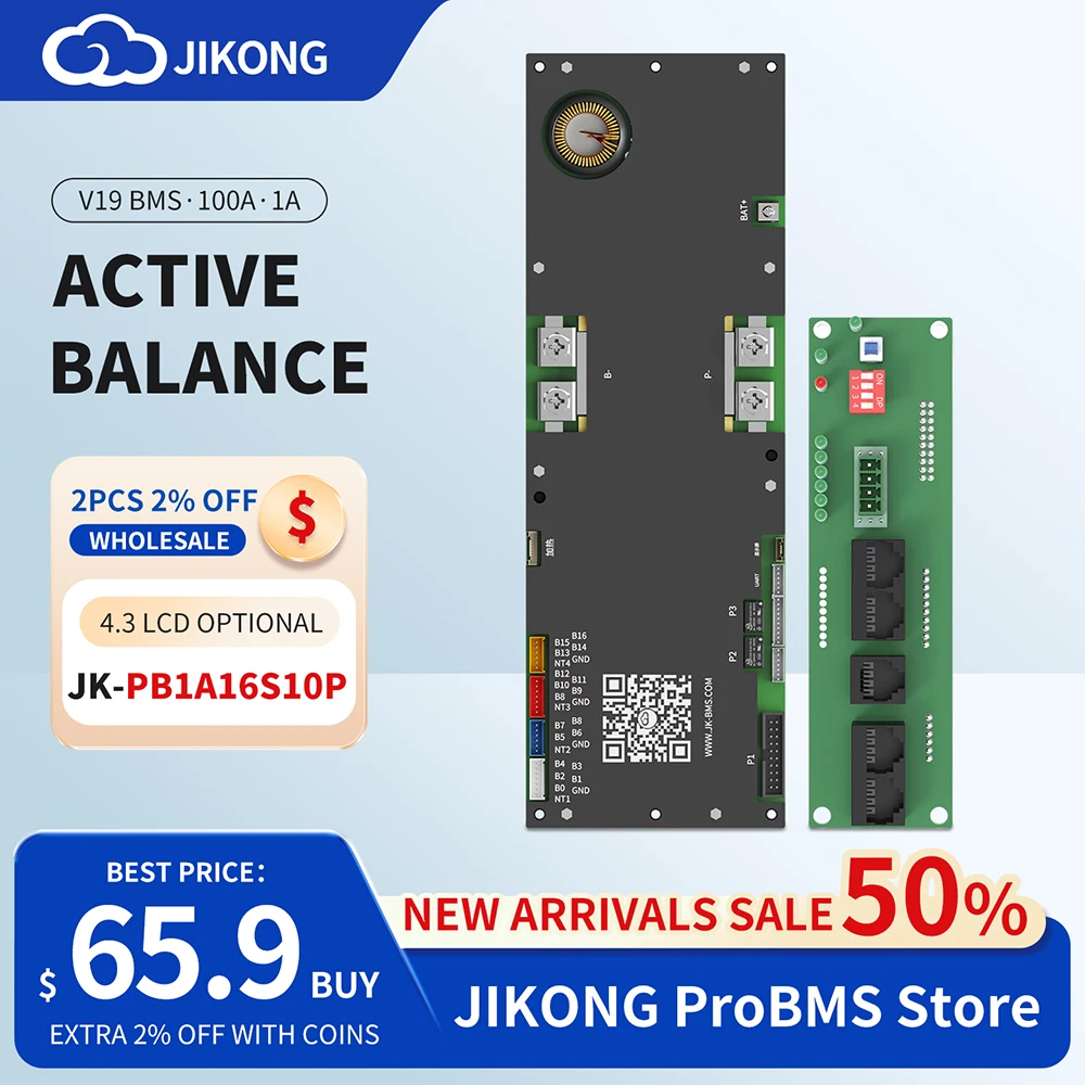 JK BMS 100A JKBMS V19 JKPB1A16S10P Bluetooth RS485 CAN Heat JIKONG BMS 16S 48V LiFePO4 Li-ion Battery 1A Active Balance Inverter
JK BMS 100A JKBMS V19 JKPB1A16S10P Bluetooth RS485 CAN Heat JIKONG BMS 16S 48V LiFePO4 Li-ion Battery 1A Active Balance Inverter