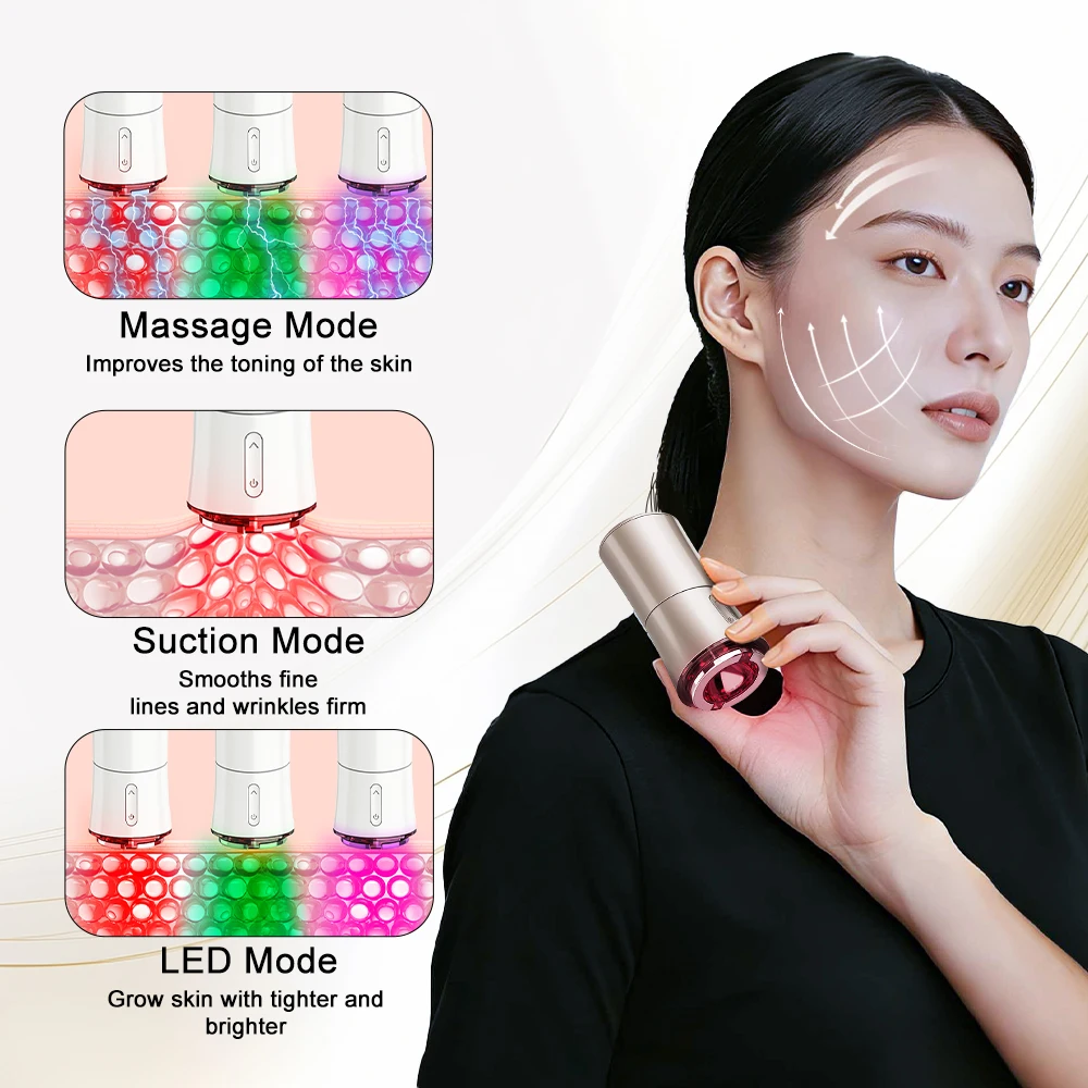 Home Facial Beauty Device Vacuum Lifting EMS Microcurrent 3 Color LED Light Therapy Machine for Face Contouring Puffiness Relief
Home Facial Beauty Device Vacuum Lifting EMS Microcurrent 3 Color LED Light Therapy Machine for Face Contouring Puffiness Relief