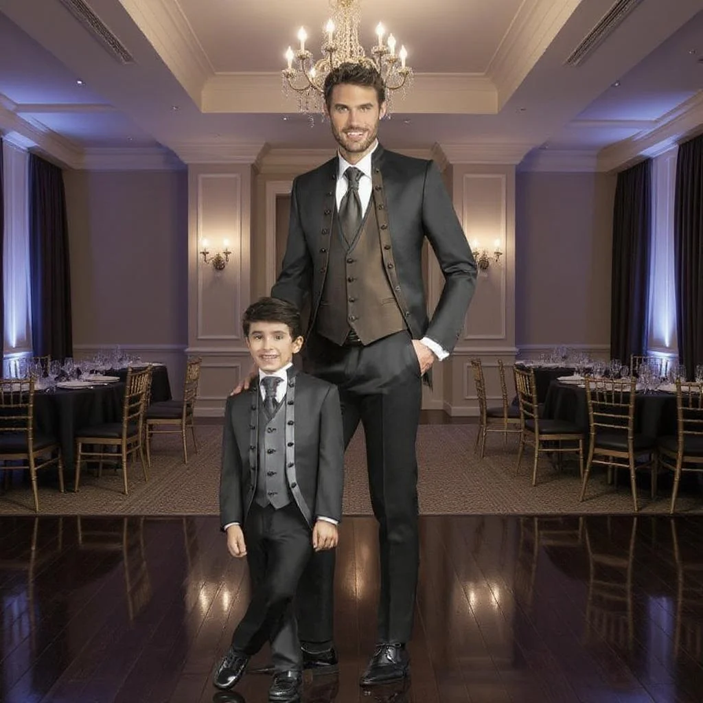 Double Breasted Suits for Father and Son Fashion Style with Stand Collar Men Wedding Suits 3 Pieces Boy Tuxedo Family Outfits
Double Breasted Suits for Father and Son Fashion Style with Stand Collar Men Wedding Suits 3 Pieces Boy Tuxedo Family Outfits