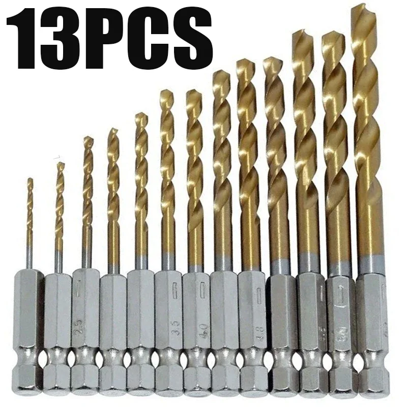 13PCS 1.5mm-6.5mm High-Speed Titanium Coating Drill set 1/4 "Hex Shank 1.5mm-6.5mm Drill Bits Set Tool Power Tools
13PCS 1.5mm-6.5mm High-Speed Titanium Coating Drill set 1/4 "Hex Shank 1.5mm-6.5mm Drill Bits Set Tool Power Tools