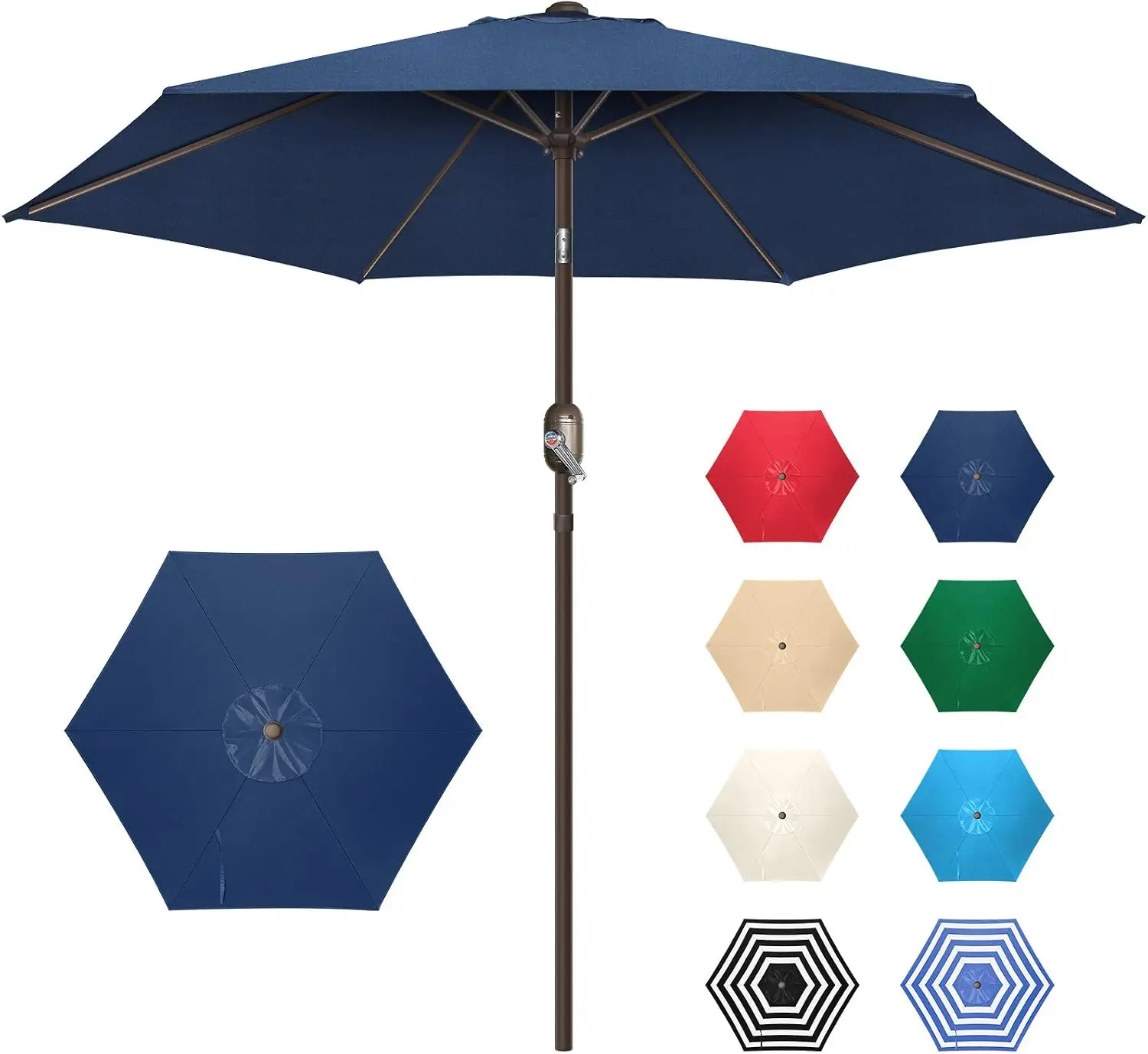 7.5Ft/9Ft Patio Umbrella, UV Protection, Heavy Duty Pole, Push Button Tilt & Crank
7.5Ft/9Ft Patio Umbrella, UV Protection, Heavy Duty Pole, Push Button Tilt & Crank