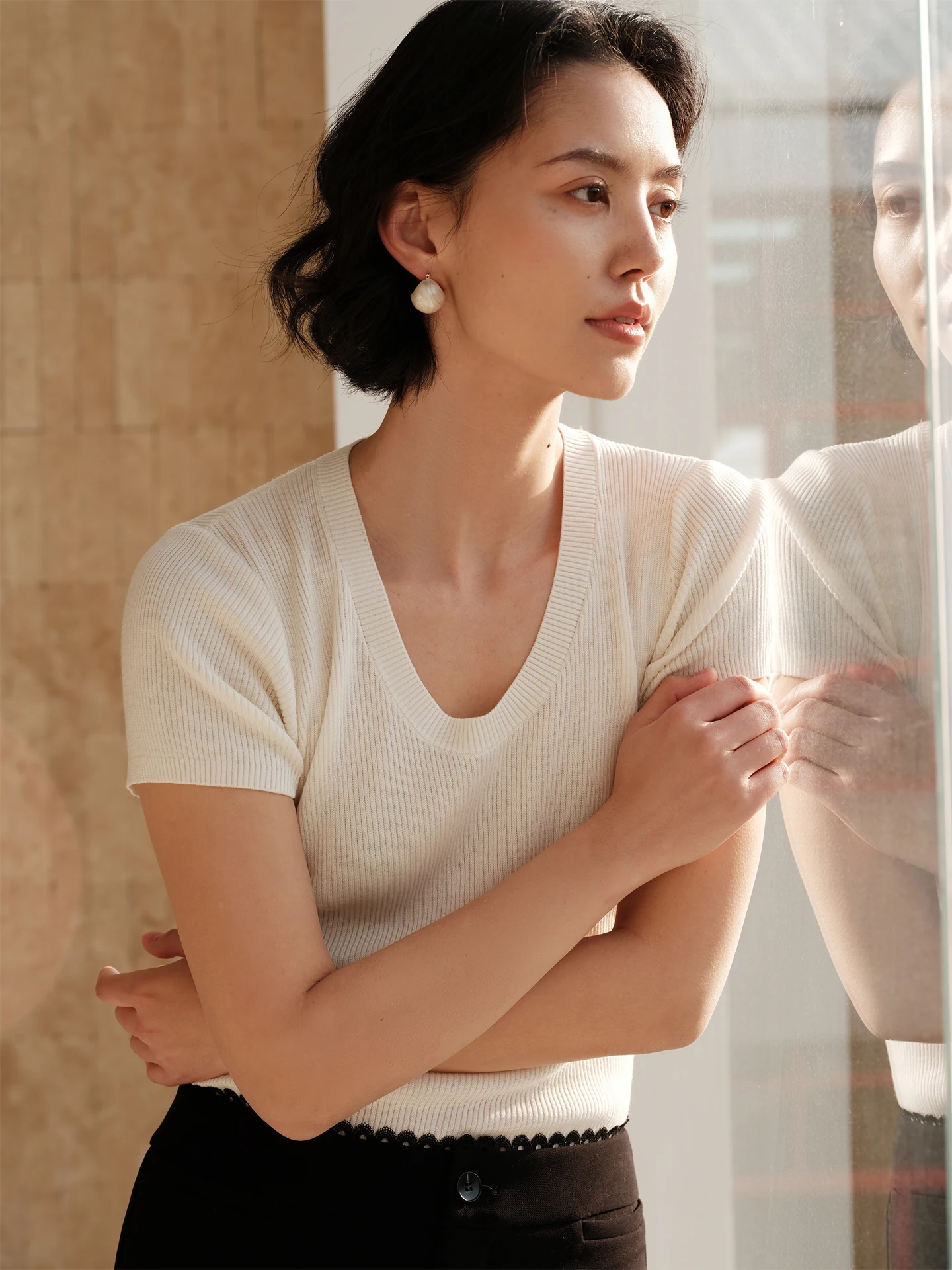 Zhimei Rihua High-End Acetate Silk Wool Short Sleeve U-Neck Knitted Sweater Basic Versatile Egg-Collar Knitwear for Women
Zhimei Rihua High-End Acetate Silk Wool Short Sleeve U-Neck Knitted Sweater Basic Versatile Egg-Collar Knitwear for Women