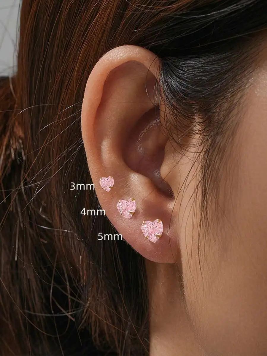 3 Pcs Heart Shape Earrings For Women, Fashion Jewelry Set, Party Valentines Day Gift
3 Pcs Heart Shape Earrings For Women, Fashion Jewelry Set, Party Valentines Day Gift